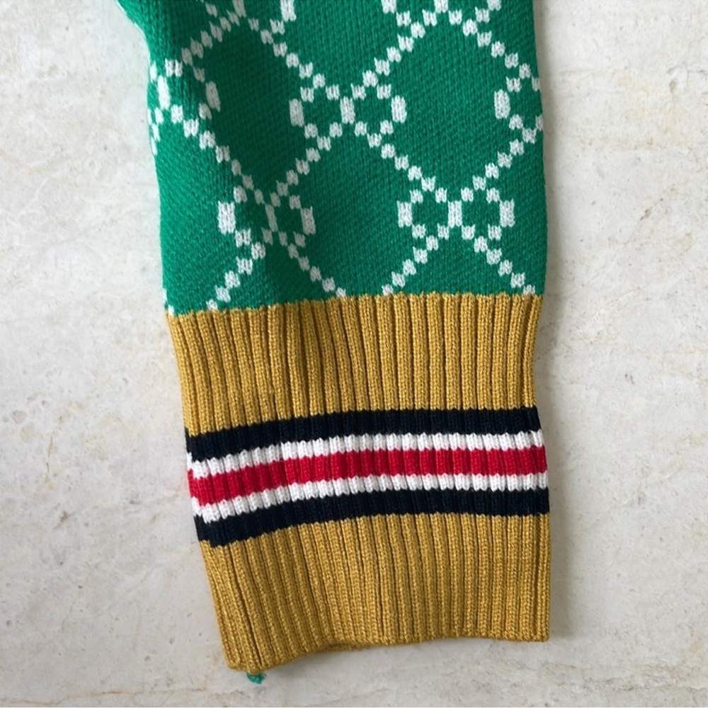 Green Patterned Crew Neck Sweater - image 4